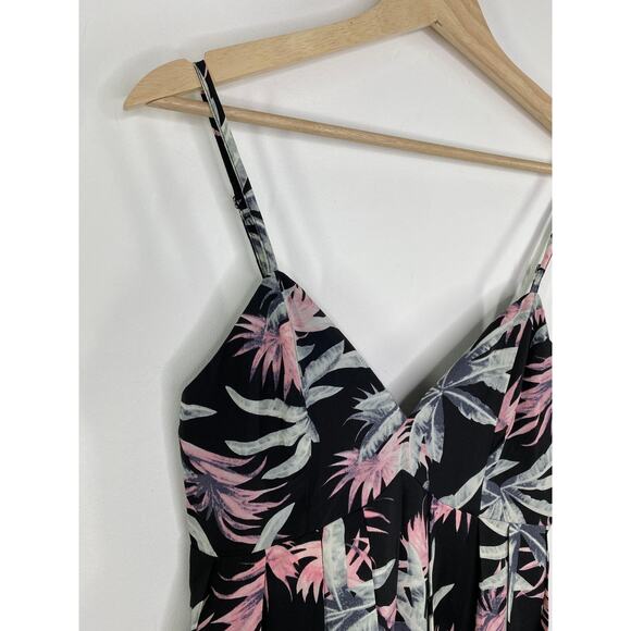 Tobi Black Floral Print V-Neck Sleeveless Pleated Mini Dress Women's Size Small - Picture 4 of 9